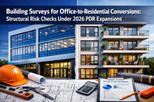 Building Surveys for Office-to-Residential Conversions: Structural Risk Checks Under 2026 PDR Expansions