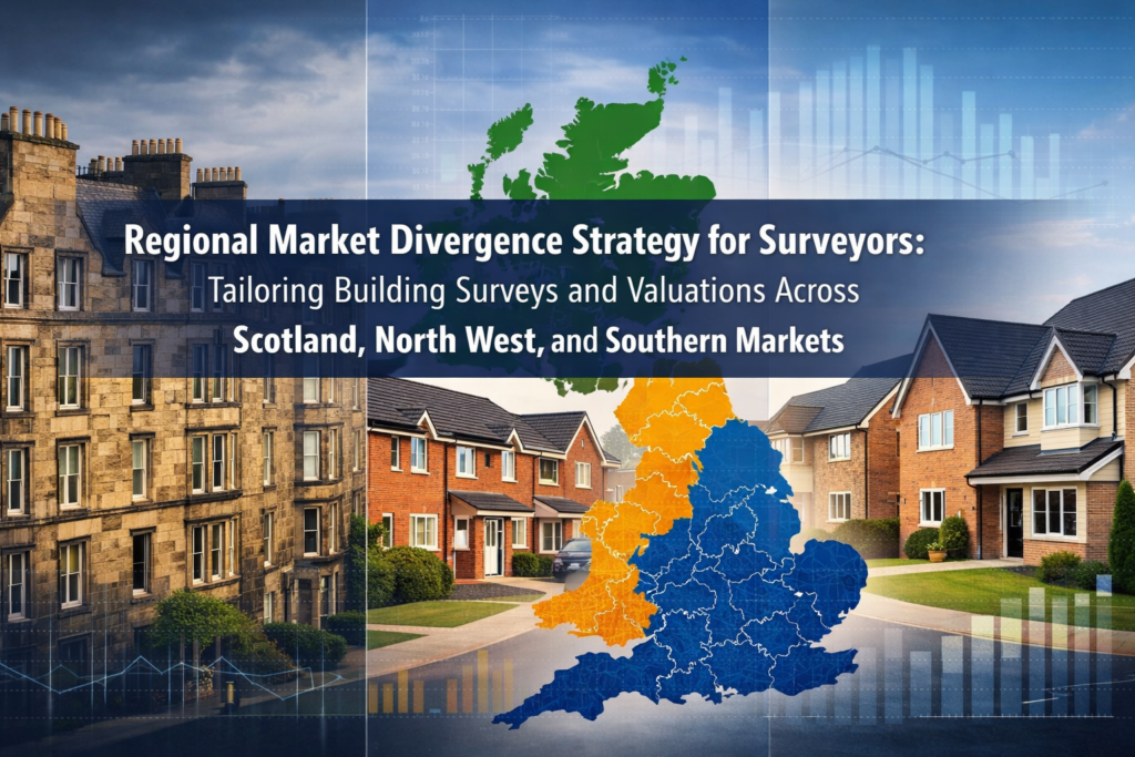 Regional Market Divergence Strategy for Surveyors: Tailoring Building Surveys and Valuations Across Scotland, North West, and Southern Markets