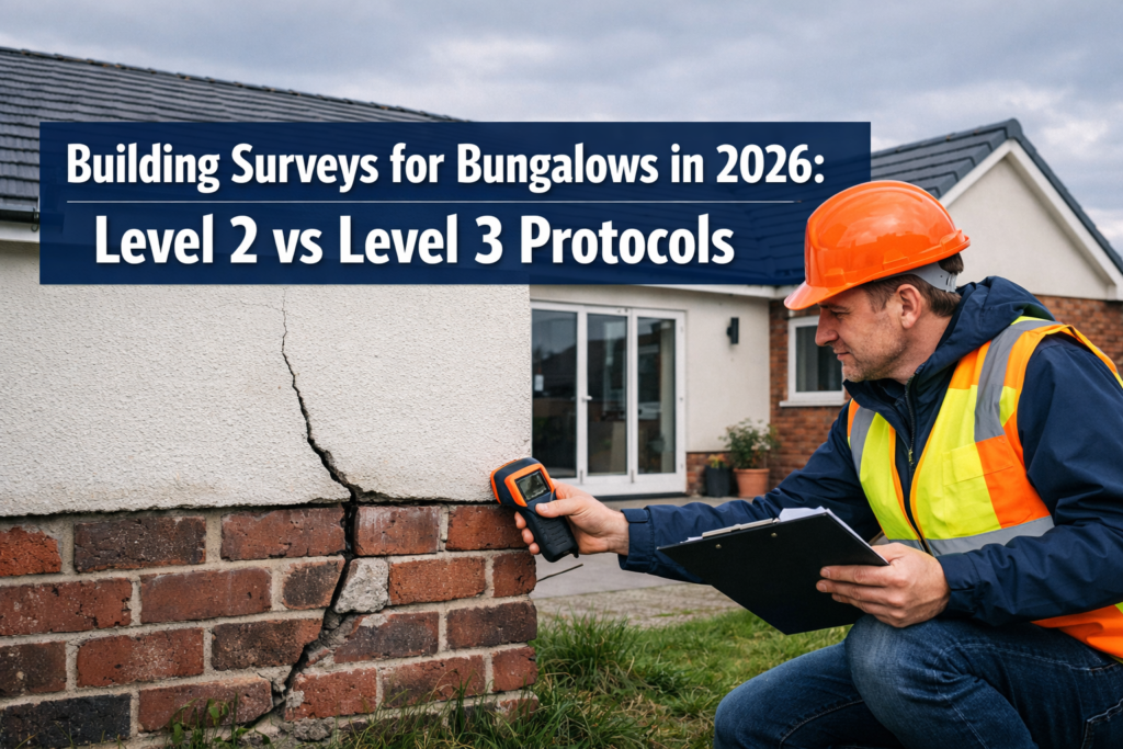 Building Surveys for Bungalows in 2026: Level 2 vs Level 3 Protocols for Subsidence, Damp and Roof Spread Risks