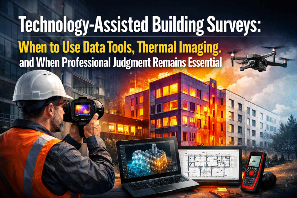 Technology-Assisted Building Surveys: When to Use Data Tools, Thermal Imaging, and When Professional Judgment Remains Essential