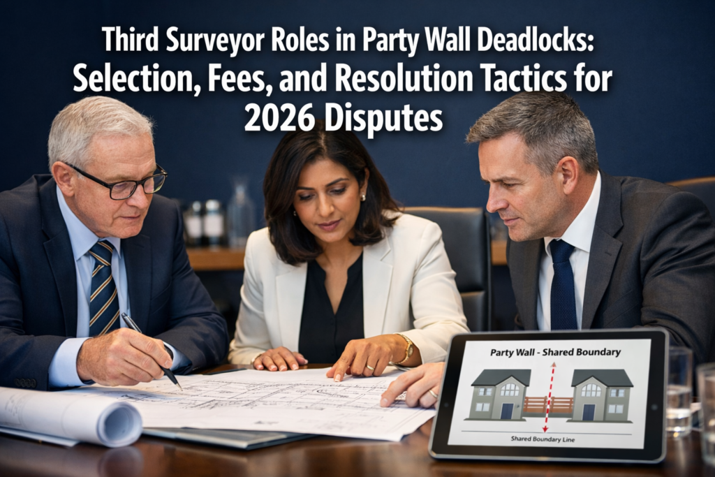 Third Surveyor Roles in Party Wall Deadlocks: Selection, Fees, and Resolution Tactics for 2026 Disputes