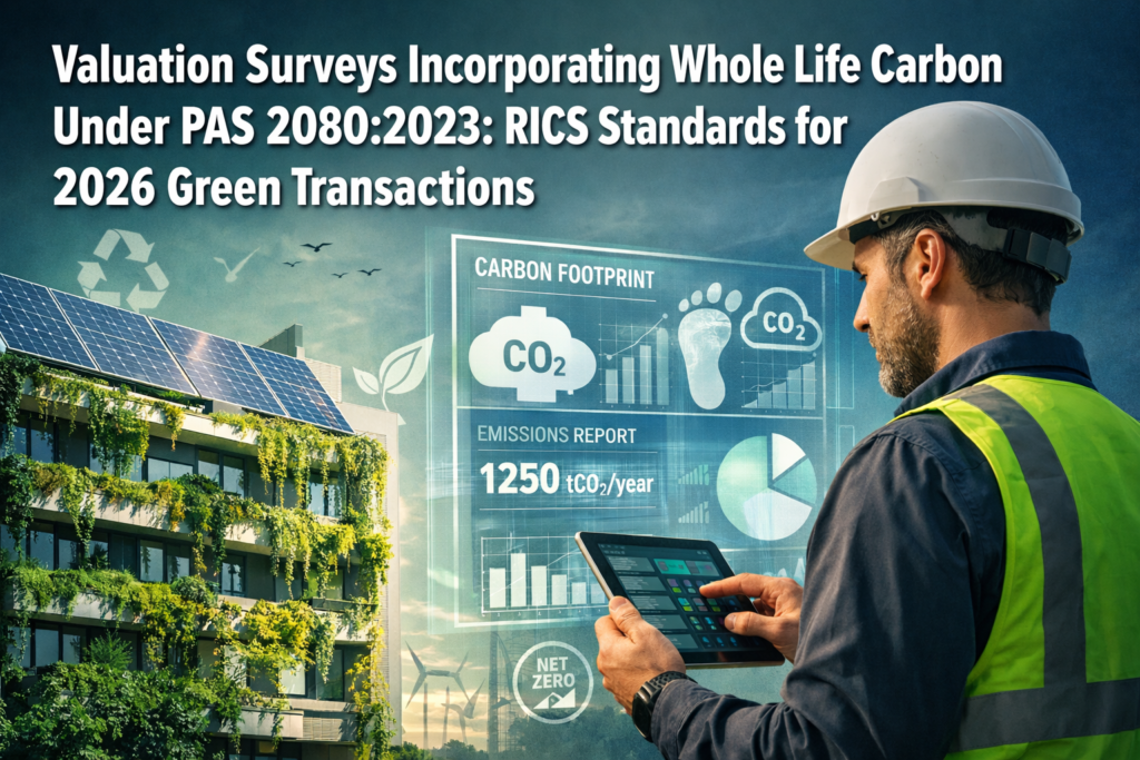 Valuation Surveys Incorporating Whole Life Carbon Under PAS 2080:2023: RICS Standards for 2026 Green Transactions