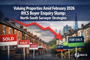 Valuing Properties Amid February 2026 RICS Buyer Enquiry Slump: North-South Surveyor Strategies