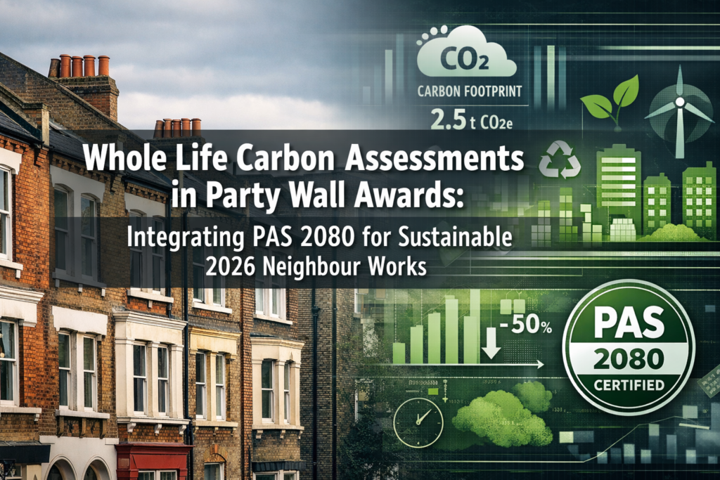 Whole Life Carbon Assessments in Party Wall Awards: Integrating PAS 2080 for Sustainable 2026 Neighbour Works