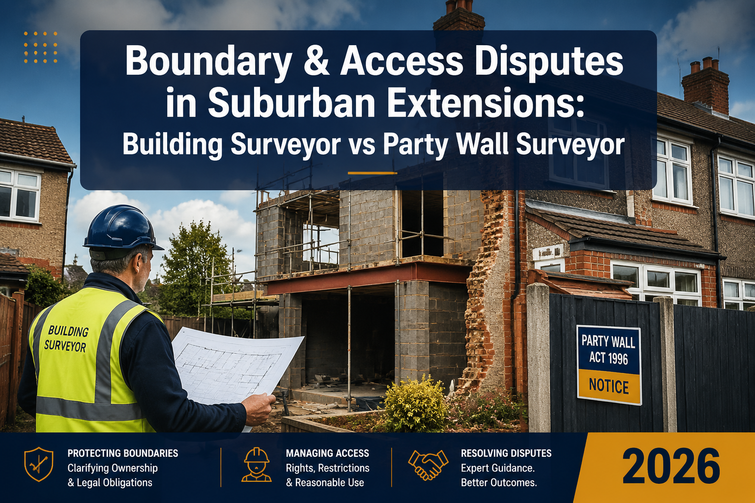 Boundary and Access Disputes in Suburban Extensions: When to Instruct a Building Surveyor vs a Party Wall Surveyor