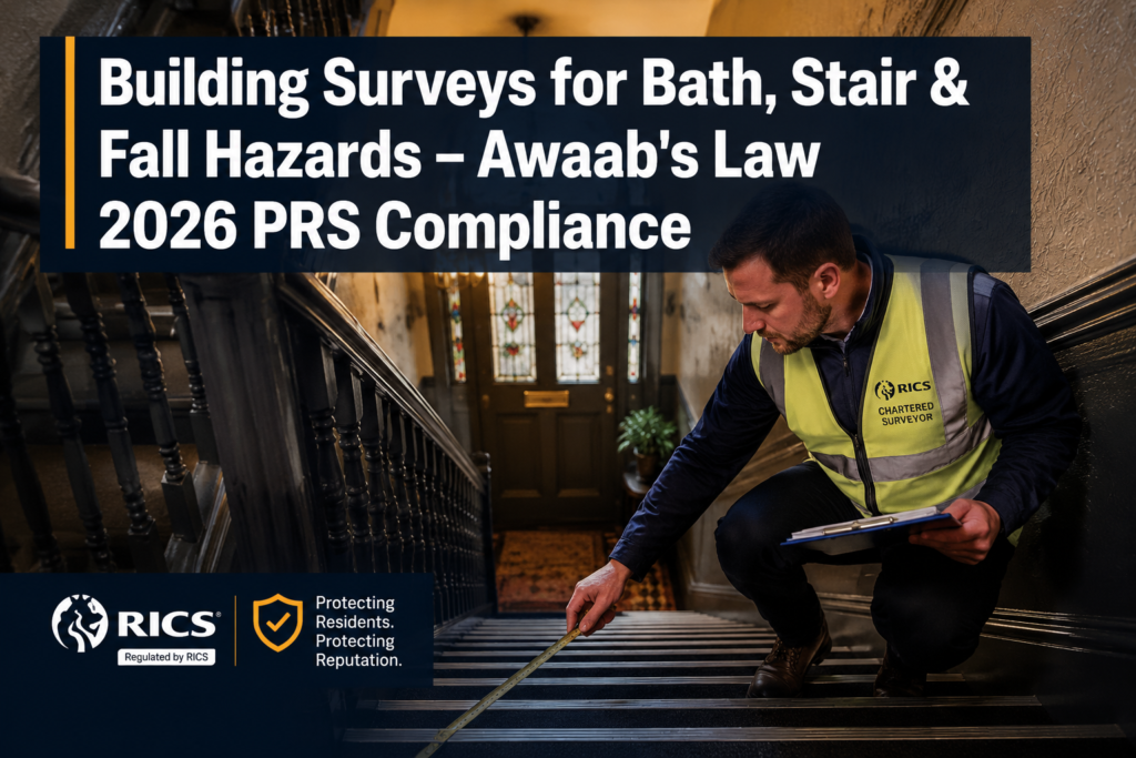Building Surveys for Bath, Stair, and Fall Hazards Under Expanded Awaab’s Law 2026: PRS Compliance Protocols