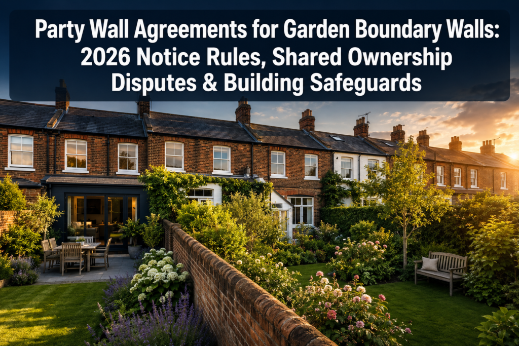 Party Wall Agreements for Garden Boundary Walls: 2026 Notice Rules, Shared Ownership Disputes, and Building Safeguards