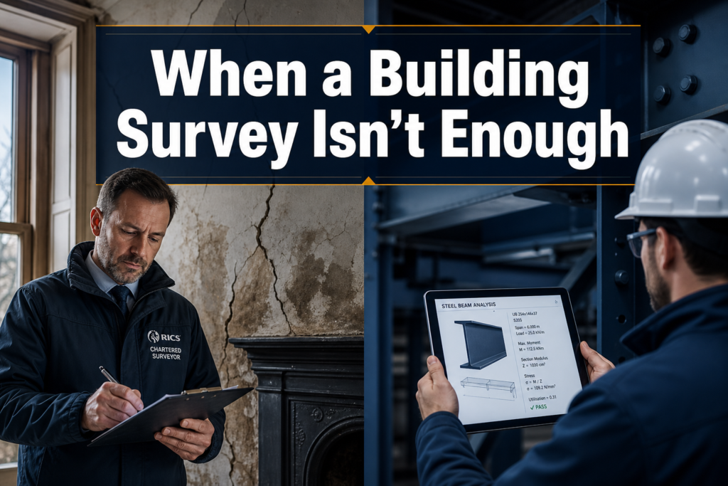 When a Building Survey Isn’t Enough: Instructing a Specialist Structural Engineer, Damp Consultant, or M&E Expert