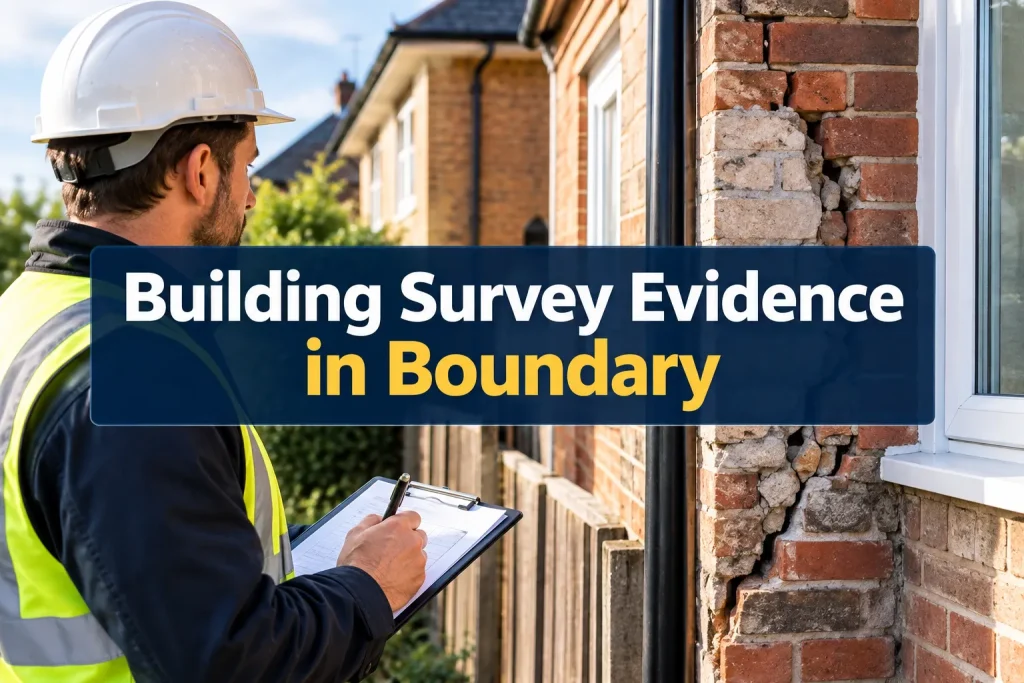 Building Survey Evidence in Boundary and Party Wall Disputes: How Surveyors Document Damage and Risk